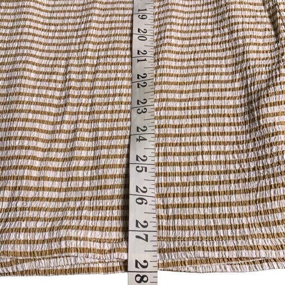 Chico's Top NWT Size 4 (2x) Textured Crinkle Striped Boat Neck Mocha Latte - Picture 8 of 8